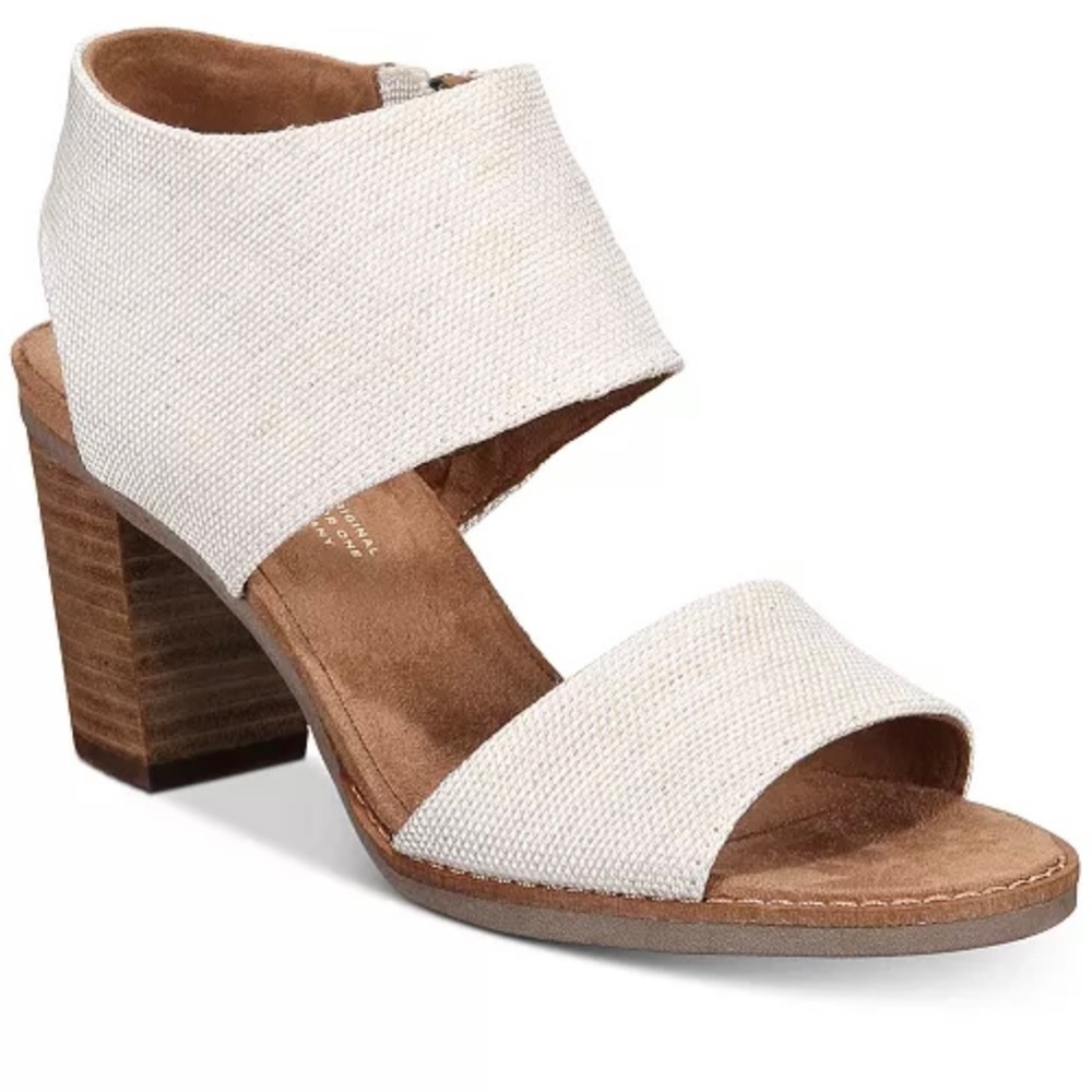 Toms Cream Chunky Heel Sandals